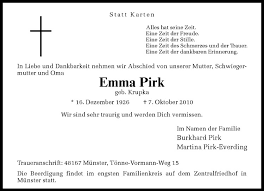 Location of pirk within neustadt a.d.waldnaab district. Traueranzeigen Von Emma Pirk Www Trauer Ms