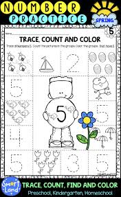 Numbers 1 10 Counting Tracing And Identifying Worksheets Spring Edition Basic Math Skills Preschool Math Worksheets Learning Numbers