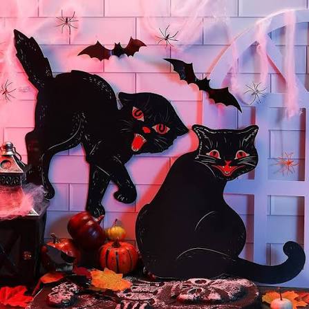Amazon.com: Chrisfall 9 Pcs Vintage Halloween Decor Scary Black Cat Cutouts 11.8 x 9.5 | Silhouette Cardboard Decor for Door Wall Window, Retro Style Party Supplies, Spooky Cat Shapes for Halloween Theme