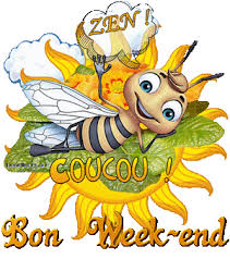 Gif Coucou ! Bon week-end avec abeille zen animée sur primevères - les gifs  animés de dentelledelune