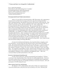 Report Example Iep Report Writing Template Psychology Report Template