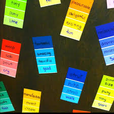 Have The Students Make Their Writing More Colorful By Using Paint Strips Write A Boring Adjective At The Bottom Teaching Classroom Writing Teaching Writing