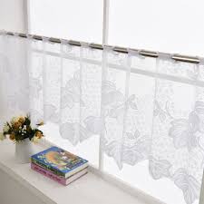 All white kitchen with white moldings and cabinetry, wood top island, wide plank wood flooring, brass hardware. White Kitchen Curtain Leaves Sheer Voile Cafe Curtains Window Panel Home Decor Ebay