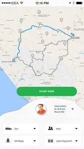 Car Pooling Driver Mobile App Car Map Screenshot