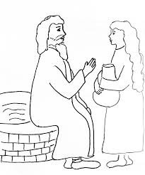 Elijah prays bible activities for kids mini book: Bible Story Coloring Page For Jesus And The Woman At The Well Free Bible Stories For Children
