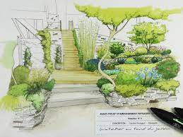 jardin etage croquis de paysage paysagiste plans de paysages
