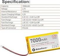 Amazon.com: YELUFT 1pcs 3.7V 7000mAh Lithium Polymer ...