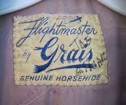 Vintage 1940s Grais Flightmaster Horsehide Leather Jacket Label Fabric Labels Vintage Names Woven Labels
