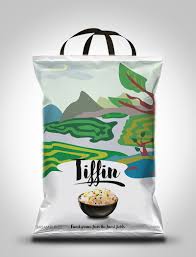 Download Tiffin Top Rice Packagiing On Behance Rice Packaging Pouch Packaging Rice Brands