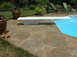 pin by lisa french on outback concrete pool concrete patio stone pool deck