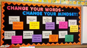 Math Love Classroom Decor Change Your Words Change Your Mindset Bulletin Board Mindset Bulletin Board Visible Learning Classroom Posters