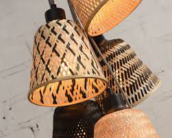Even the simplest lamps can look bolder and brighter with the right lamp shades. Hanging Lamp Kalimantan 7 Shades Bamboo Good Mojo