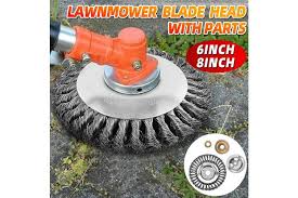 The wheels, which are also available for other trimmer brands, remove the strain of balancing the weed eater, helping you safely and steadily edge in a straight line. Trimmer Head Steel Wire Wheel Brush Trimmer Grass Brush Eater Garden Lawn Mower 8 Inch Kogan Com