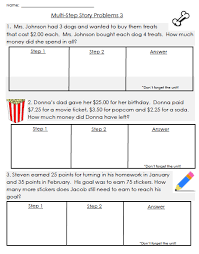 Multiple Step Story Problems Word Problems 3rd Grade Story Problems Math Word Problems