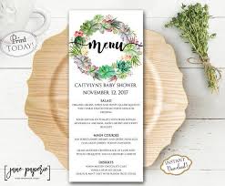 Pin On Dinner Printable Menu By Jane Paperie Weddings Baby Shower Bridal Shower Birthday