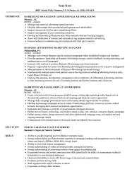 advertising marketing manager resume