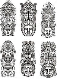 Various Indian Tribe Totem Poles Coloring Page Aztec Tattoo Totem Tattoo Mayan Art
