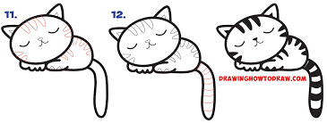 How To Draw A Cartoon Cat Easy Step By Step How To Draw A Supercute Kawaii Cartoon Cat Kitten Napping Easy Step By Step Drawing Tutorial For Kids How To Draw Step By Step Drawing Tutorials Simple Cat