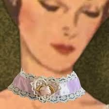 Fairycore Purple Pink Lace Ribbon Choker Necklace Anna Konya Vintage Ren  Faire