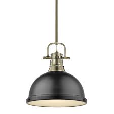 Matte Black And Brass Pendant Light Golden Lighting Duncan 1 Light Aged Brass Pendant And Rod With Matte Black Shade Pendant Lighting Glass Diffuser Ceiling Light Fixtures
