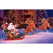 Outdoor lighting helps your home and christmas yard decorations to shine. Christmas Outdoor Decor Holographic Santa Sleigh Deer Two Dimensional Display Shimmers A Christmas Yard Art Outdoor Christmas Outdoor Christmas Decorations