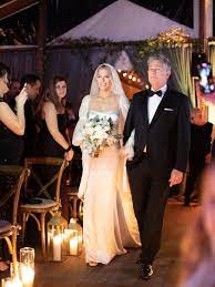 Erin Foster Wore A Danielle Frankel Dress With A Statement Sleeve At Her New Year S Eve Wedding In Nashville Vogue Vogue Wedding Bride Wedding Bridesmaids