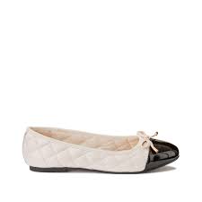 Quilted Leather Ballet Flats With Flat Heel Black Beige Anne Weyburn La Redoute