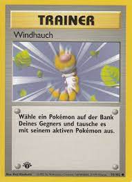 1 trainer one of the rarest english trophy cards in existence. Windhauch Gust Of Wind 93 102 Pokemon Trainer Rare 1st Edition Base Set German Cards Outlet