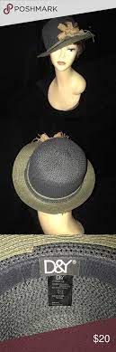 D Y Chic Flower Fedora Type Hat Euc Os Measures 8 Before Brim 11 With Brim And Height From Brim Up 5 D Y Chic Blk Grn I Thi