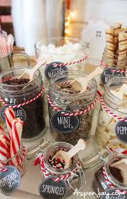 Hot chocolate bar with variety of topping on the tray. Hot Chocolate Bar Labels Free Printable Aspen Jay