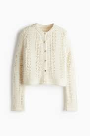 Pointelle-Knit Cardigan - Cream - Ladies | H&M US