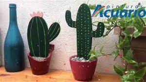 Cactus, tonos tierra, fibras naturales. Cactus De Madera Diy Pinturas Acuario Youtube