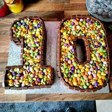 Birthday Cakes For 10 Year Old Boy Number 10 Cake Kinda Bars And Smarties 10 Birthday Cake Cupcakes For Boys Boy Birthday Cake