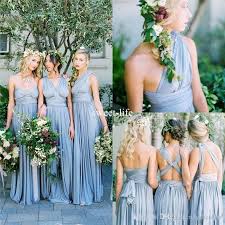 2017 New Dusty Blue Covertible Bridesmaid Dresses Pleated Floor Lengt Dusty Blue Bridesmaid Dresses Convertible Bridesmaid Dress Olive Green Bridesmaid Dresses