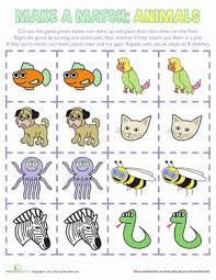 Animals Matching Game Worksheet Education Com Animal Matching Game Preschool Memories Matching Games