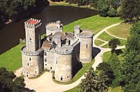 Aerial View Medieval Castle De Montbrun Dournazac Haute Vienne France Chateau Chateau France Le Manoir