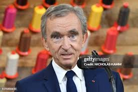 Chief Executive of LVMH Bernard Arnault speaks during a visit to the...  News Photo