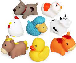 Giocattolo da bagno(8PCS),Giocattoli da bagno galleggianti con cani da  fattoria, anatre, pecore e galline Giocattoli da bagno morbidi giocattoli da  vasca per bambini e giocattoli per bambini piccoli
