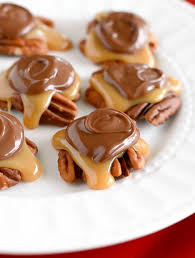 1 cup chocolate chips 2 cups pecans 3/4 cup melted butter 1/2 cup evaporated milk 1 (14 ounce) bags caramels 1 1/3 cups water 1/3 cup oil 3 eggs 1 (18 ounce) boxes german chocolate cake mix. Homemade Turtle Candy Recipe Lil Luna