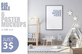 Psd Posters Mockup In Child Interior Kids Interior Poster Mockup Room Interior