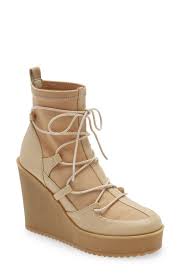 Steve Madden Atomic Wedge Lace Up Bootie In Tan Modesens