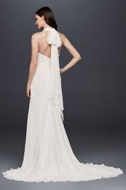 Appliqued Chiffon Halter Sheath Wedding Dress David S Bridal Halter Top Wedding Dress Davids Bridal Wedding Dresses Dresses