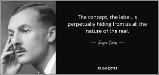 Joyce Cary quote: The concept, the label, is perpetually hiding from us  all...
