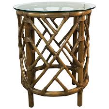 1960s Round Bamboo Glass Top Side Table At 1stdibs