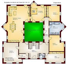 Atrium 289 30 12 Bungalow Mit Turm Schloss Einfamilienhaus Neubau Massivhaus Stein Auf Stein Haus Atriumhaus Massivhaus