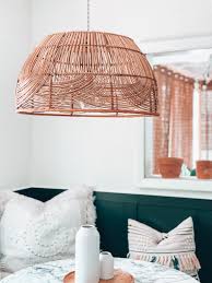 Large pendant lighting & oversized pendant lights from shades of light! Diy Rattan Basket Pendant Light Black Banquette Blushing Bungalow