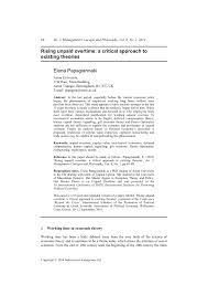 Employees to work overtime schedules as a condition. Pdf Rising Unpaid Overtime A Critical Approach To Existing Theories