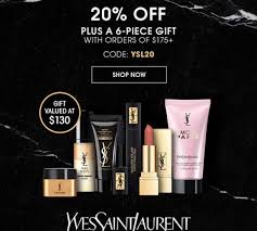 30% off orders over $200 + free shipping. Yves Saint Laurent Canada Ysl Beauty Days 20 Off Sitewide Free 6 Pc Gift W Purchase 2020 Canadian Deals Sale Promo Code