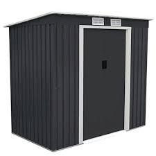 Svita P100 Metall Geratehaus 213 130 173cm Gerateschuppen Schuppen Gartenhaus Outdoor Dunkelgrau Amazon De Garten
