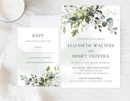 Greenery Wedding Invitation Watercolor Wedding Invitation Etsy In 2020 Eucalyptus Wedding Invitation Greenery Wedding Invitations Etsy Wedding Invitations